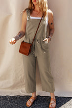 Load image into Gallery viewer, Drawstring Buttoned Straps Cropped Overall
