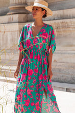 Load image into Gallery viewer, Green and Pink Floral Maxi Dress
