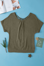 Load image into Gallery viewer, Moss Green Guipure Lace Patch Textured T-shirt
