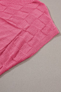 Pink Woven Design Knit Sweater