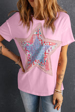 Load image into Gallery viewer, Pink Star Patchwork Loose T-shirt
