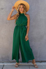 Load image into Gallery viewer, Green Open Back Pleated Jumpsuit
