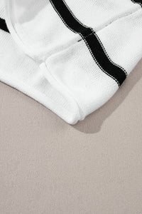 White Striped Batwing Sleeve Sweater Tee