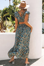 Load image into Gallery viewer, Green Floral Crop Top and Maxi Skirt Set
