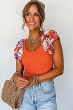 Load image into Gallery viewer, Orange Ribbed Knit Tiered Ruffled Sleeve Bodysuit
