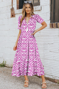 Pink Geometric Print Maxi Dress