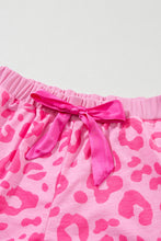 Load image into Gallery viewer, Pink Leopard Print Tee and Satin Tie Shorts Lounge Set
