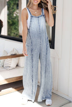 Load image into Gallery viewer, Light Wash Wide Leg Denim Overall
