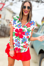 Load image into Gallery viewer, Flower Print V Neck Top
