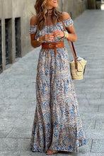 Load image into Gallery viewer, Paisley Print Off Shoulder Maxi Dress
