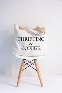 Thrifting  & Coffee XL Tote Bag