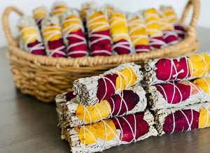 White Sage w/ Dried Rose Petals Smudge Stick